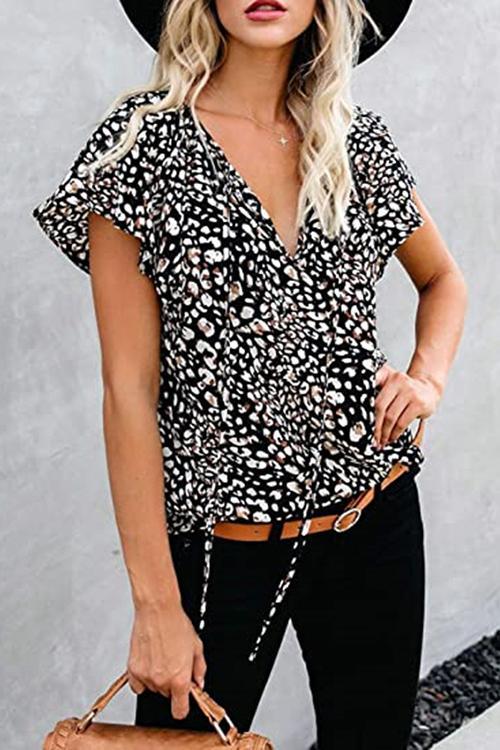 V Neck Loose Blouse - Fashionpara