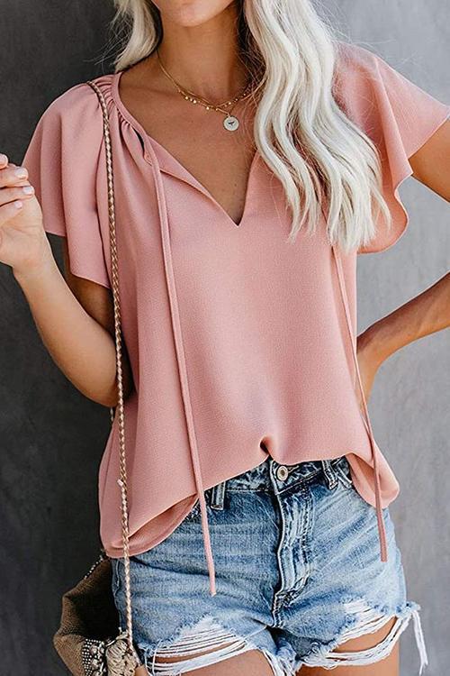 V Neck Loose Blouse - Fashionpara
