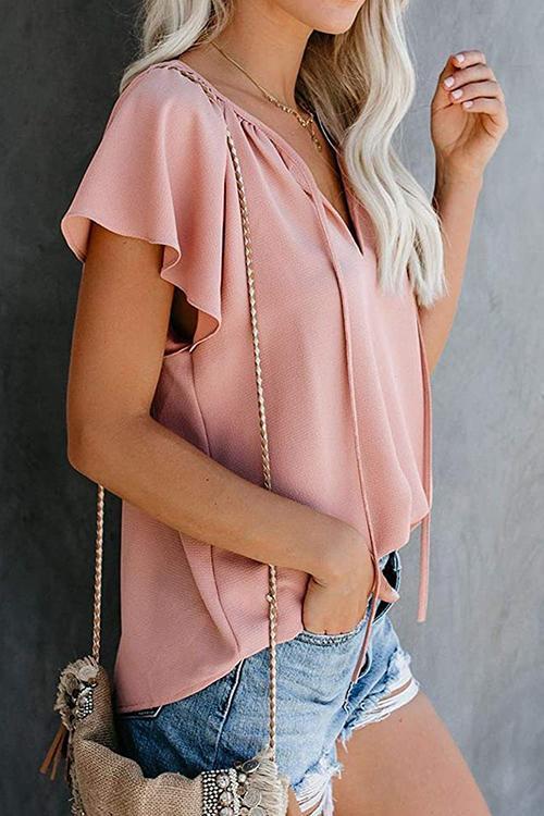 V Neck Loose Blouse - Fashionpara