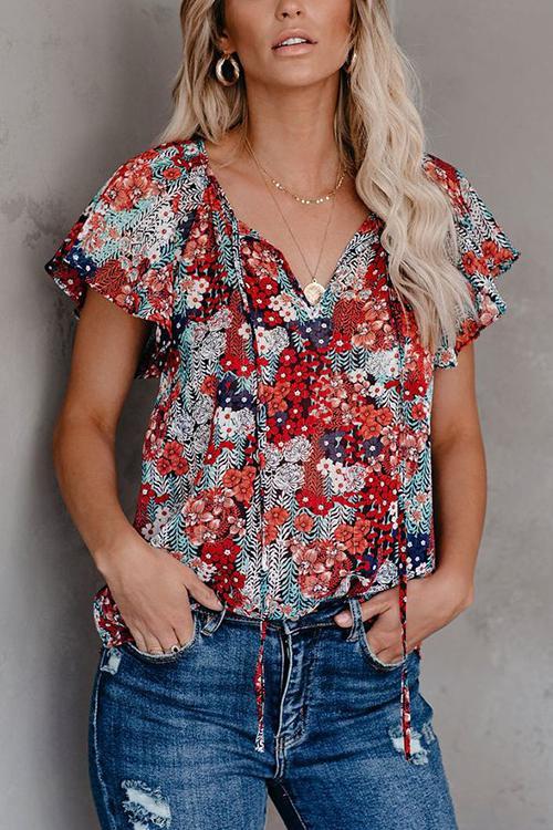 V Neck Loose Blouse - Fashionpara