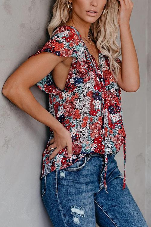 V Neck Loose Blouse - Fashionpara