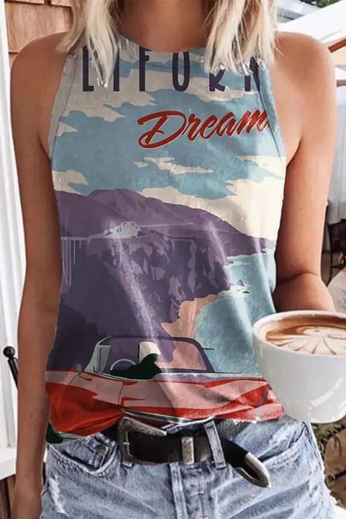 Fruits Print Sleeveless T Shirt - Fashionpara