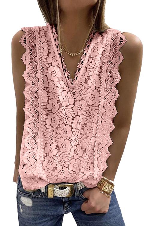 Lace V Neck Blouse - Fashionpara