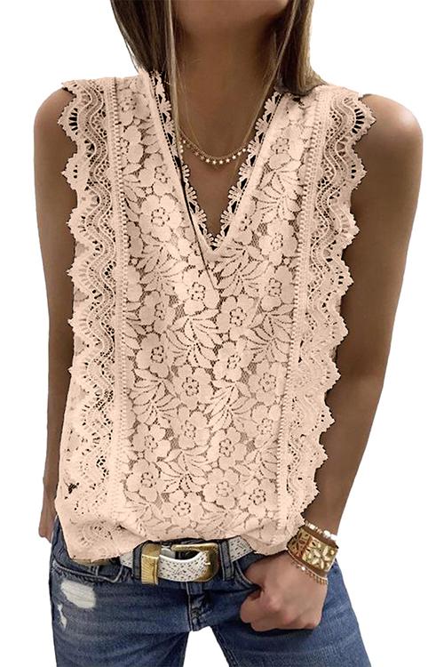 Lace V Neck Blouse - Fashionpara