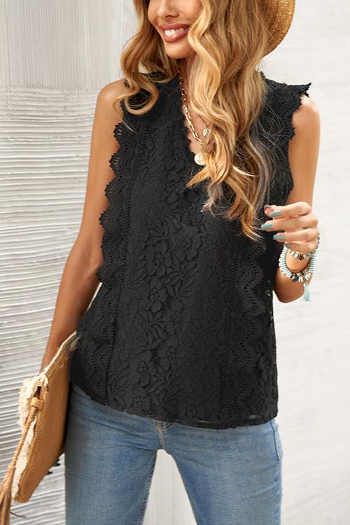 Lace V Neck Blouse - Fashionpara