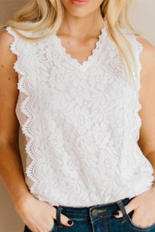 Lace V Neck Blouse - Fashionpara