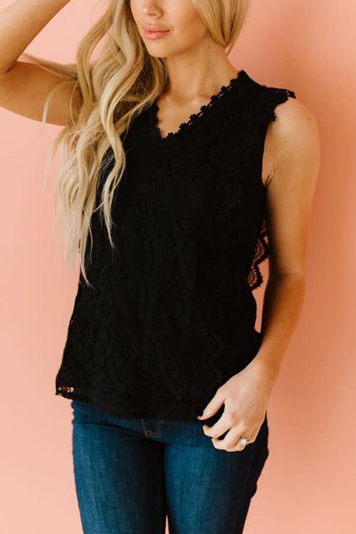 Lace V Neck Blouse - Fashionpara
