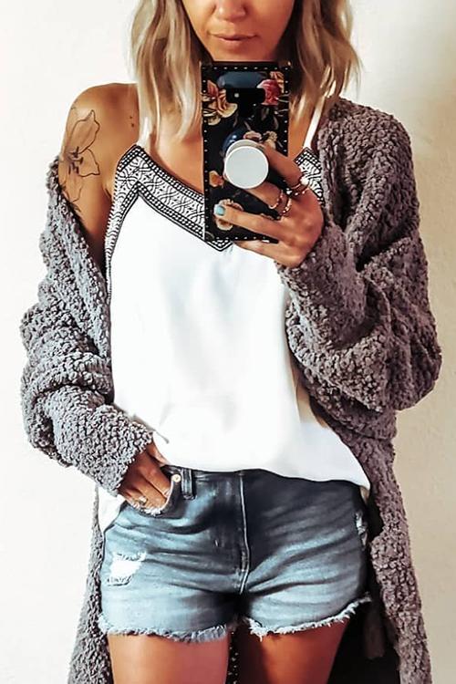 Print Slip Loose Blouse - Fashionpara