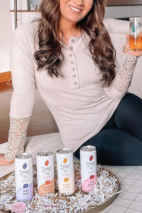 Button Lace Patchwork Long Sleeve T Shirt - Fashionpara