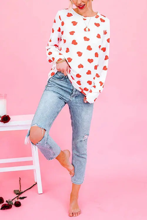 First Love Heart Long Sleeve T Shirt - Fashionpara