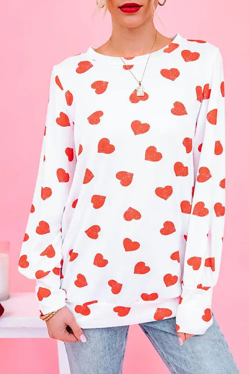 First Love Heart Long Sleeve T Shirt - Fashionpara