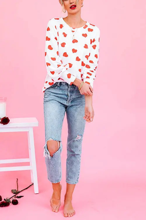 First Love Heart Long Sleeve T Shirt - Fashionpara