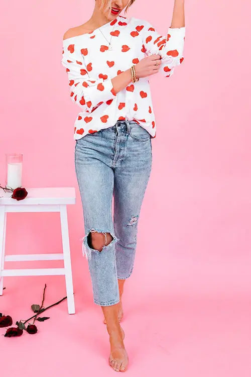 First Love Heart Long Sleeve T Shirt - Fashionpara