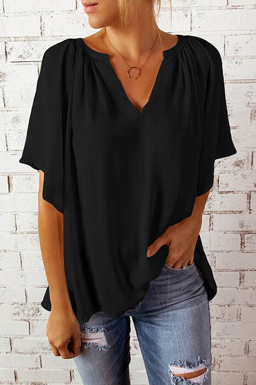 Oversized V Neck Blouse - Fashionpara