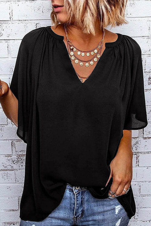 Oversized V Neck Blouse - Fashionpara