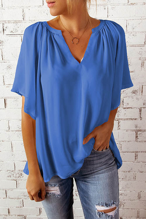 Oversized V Neck Blouse - Fashionpara