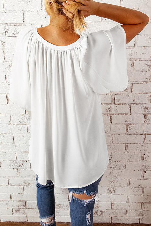 Oversized V Neck Blouse - Fashionpara