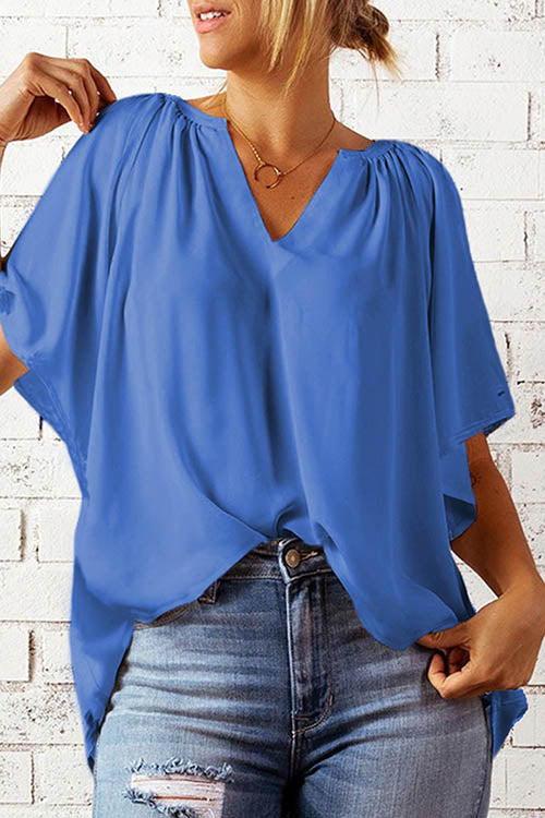 Oversized V Neck Blouse - Fashionpara