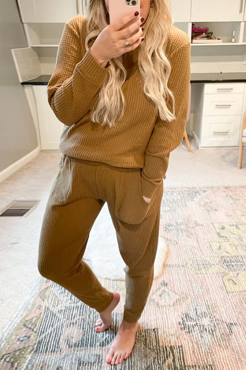 Boat Neck Long Sleeve Pants Sets - Fashionpara