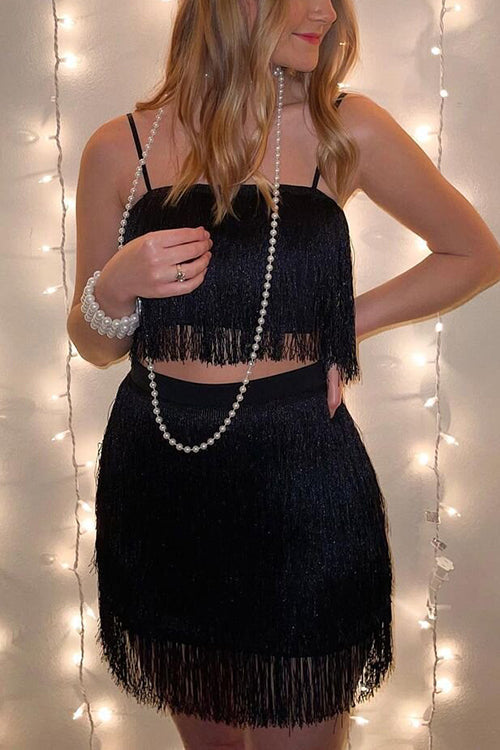 Layer Tassels Skirts Set - Fashionpara