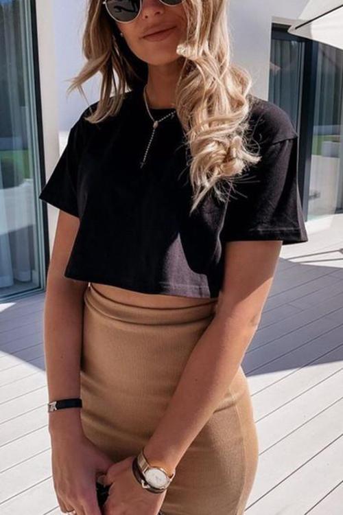 Short Sleeve T Shirt Bodycon Skirts Set - Fashionpara