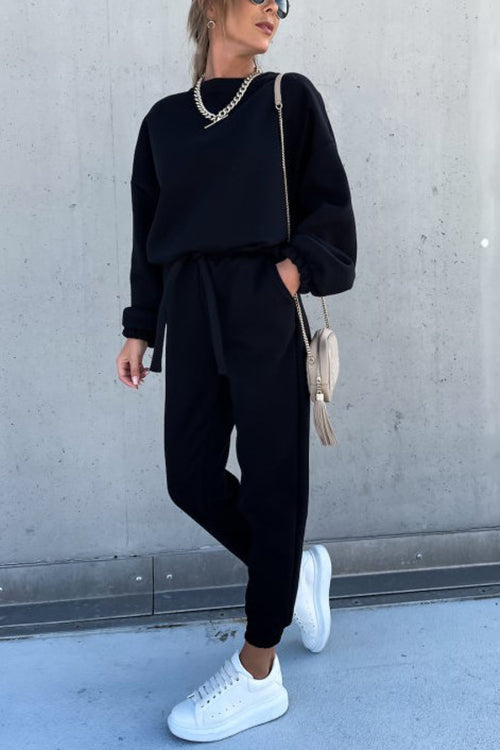 Solid Loose Hoodie Jogger Sets - Fashionpara