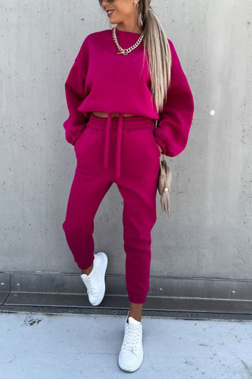 Solid Loose Hoodie Jogger Sets - Fashionpara