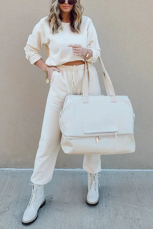 Solid Loose Hoodie Jogger Sets - Fashionpara