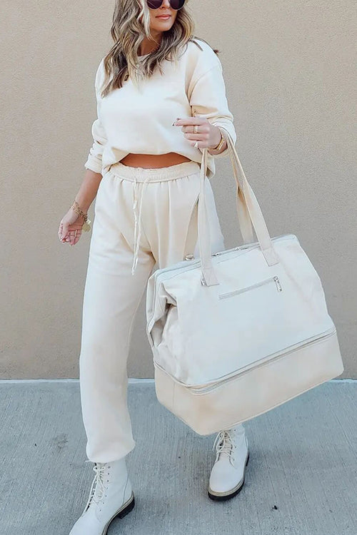 Solid Loose Hoodie Jogger Sets - Fashionpara