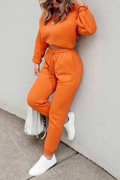 Solid Loose Hoodie Jogger Sets - Fashionpara