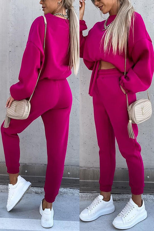 Solid Loose Hoodie Jogger Sets - Fashionpara