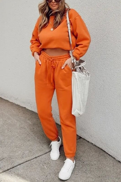 Solid Loose Hoodie Jogger Sets - Fashionpara