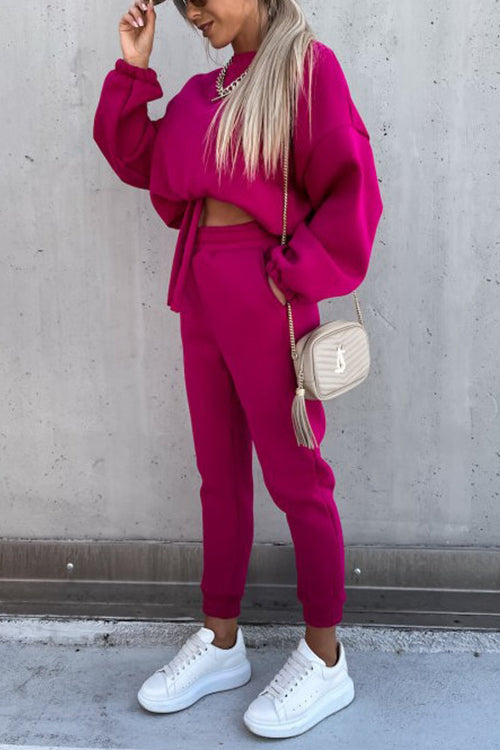 Solid Loose Hoodie Jogger Sets - Fashionpara