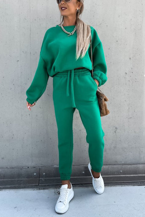 Solid Loose Hoodie Jogger Sets - Fashionpara