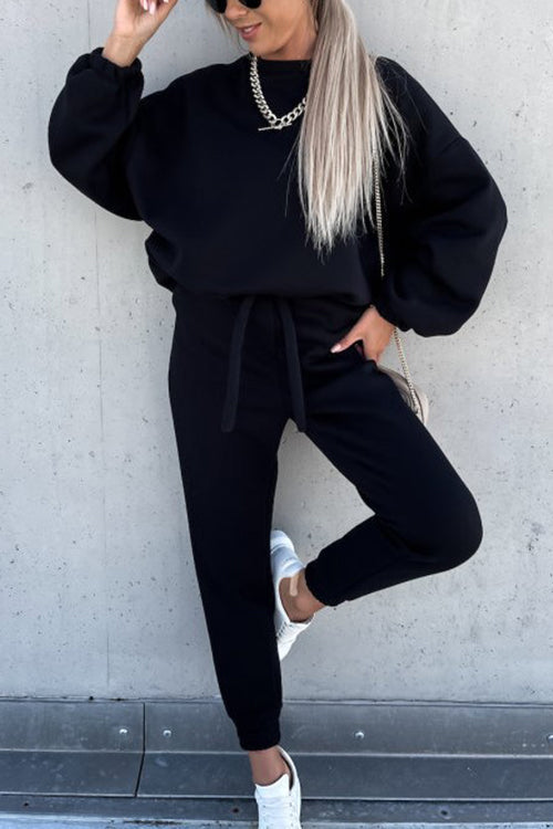 Solid Loose Hoodie Jogger Sets - Fashionpara