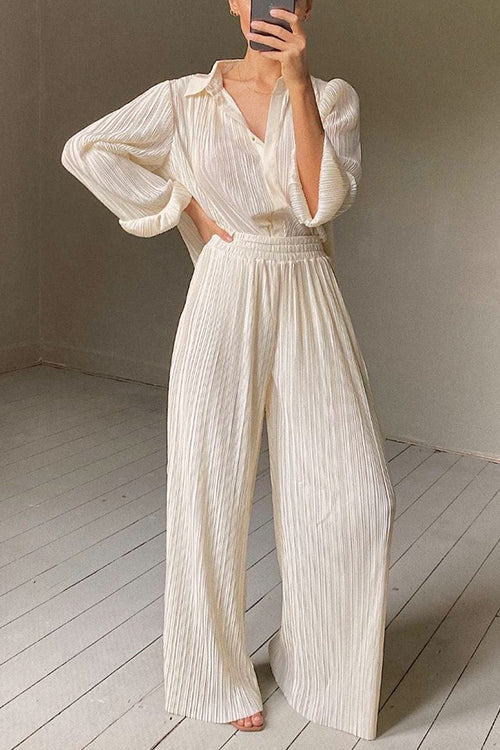 Pleated Oversized Shirt and Trouser Set - Fashionpara