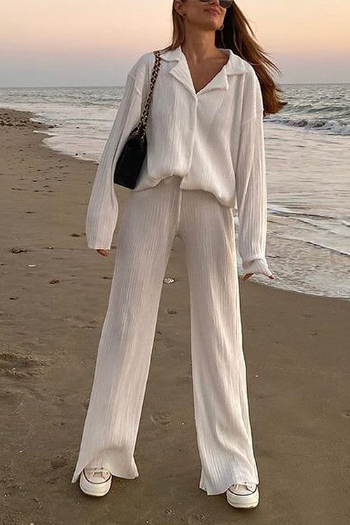 Pleated Oversized Shirt and Trouser Set - Fashionpara