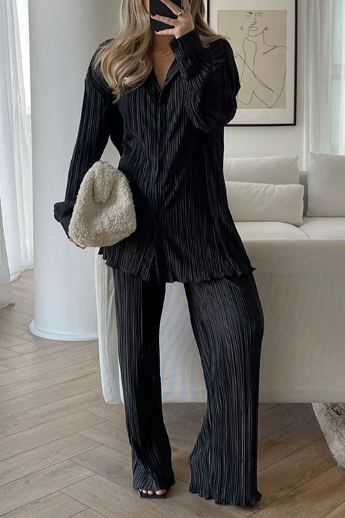 Pleated Oversized Shirt and Trouser Set - Fashionpara