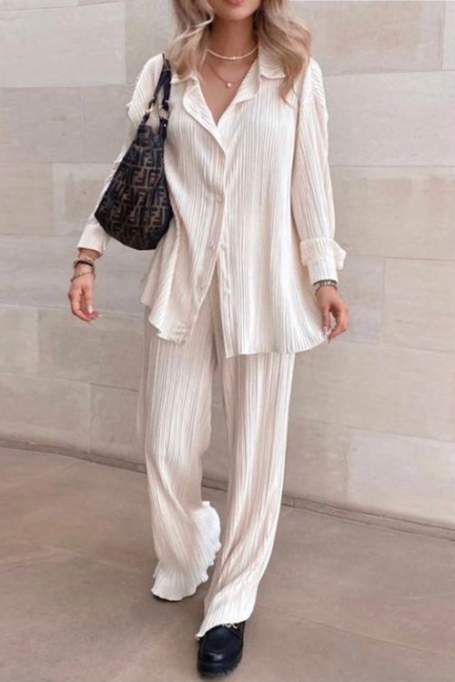 Pleated Oversized Shirt and Trouser Set - Fashionpara