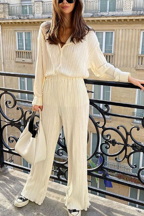 Pleated Oversized Shirt and Trouser Set - Fashionpara