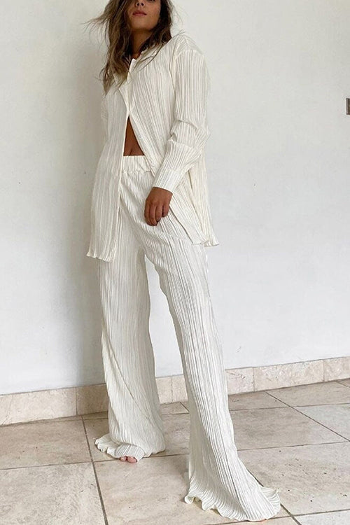 Pleated Oversized Shirt and Trouser Set