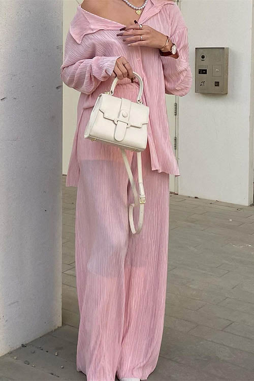 Pleated Oversized Shirt and Trouser Set - Fashionpara