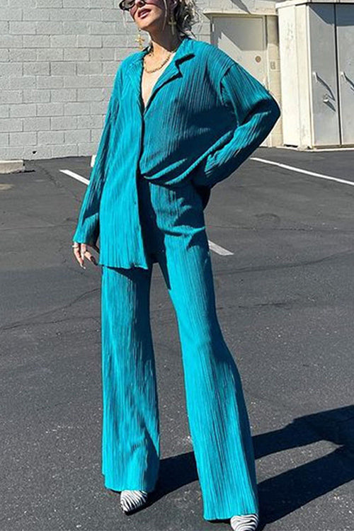 Pleated Oversized Shirt and Trouser Set - Fashionpara