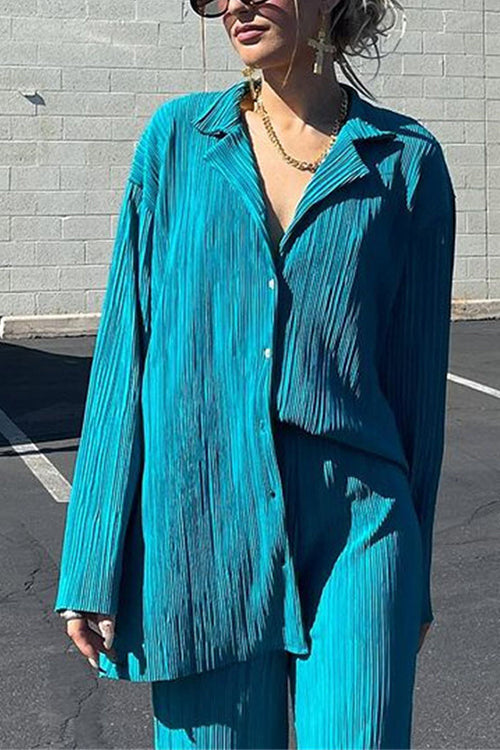 Pleated Oversized Shirt and Trouser Set - Fashionpara