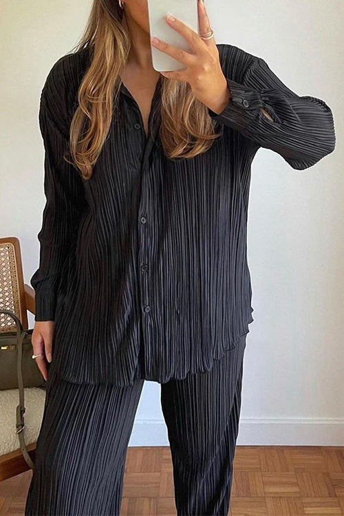Pleated Oversized Shirt and Trouser Set - Fashionpara
