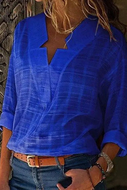 Cut V Neck Blouse - Fashionpara