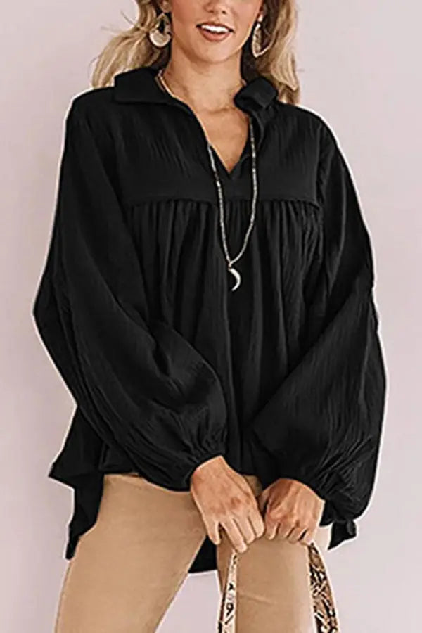 Best Kept Secret Collared Babydoll Top - Fashionpara