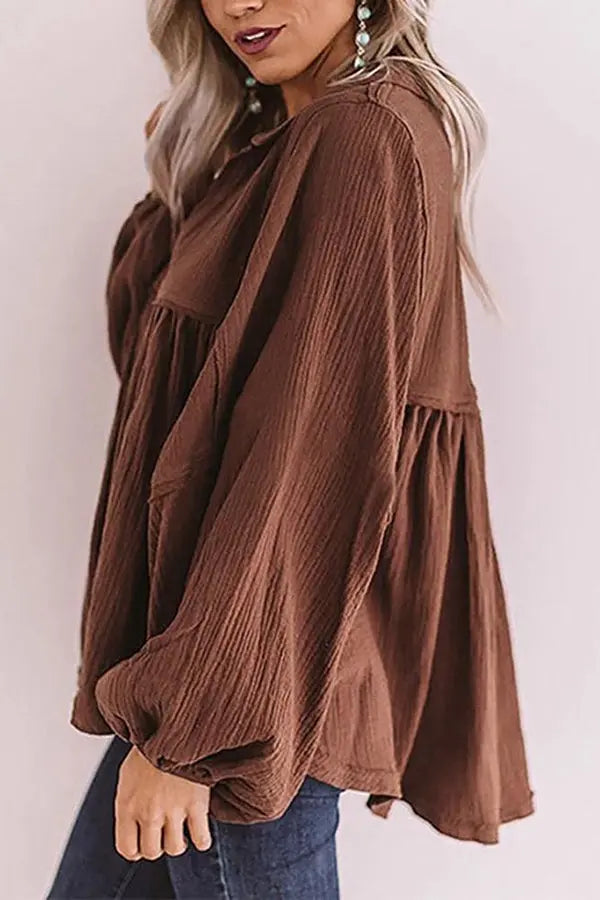 Best Kept Secret Collared Babydoll Top - Fashionpara