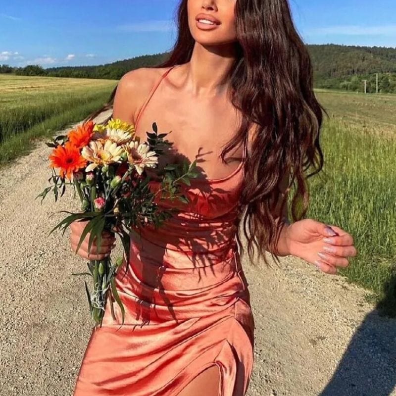 Ale Bodycon Midi Dress - Tan Brown - Fashionpara