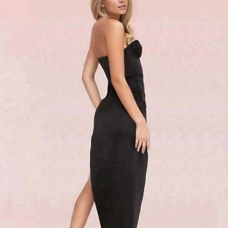 Bryne Bodycon Midi Dress - Classic Black - Fashionpara